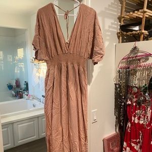 NWT- BiBi maxi dress - rose gold with embroidery